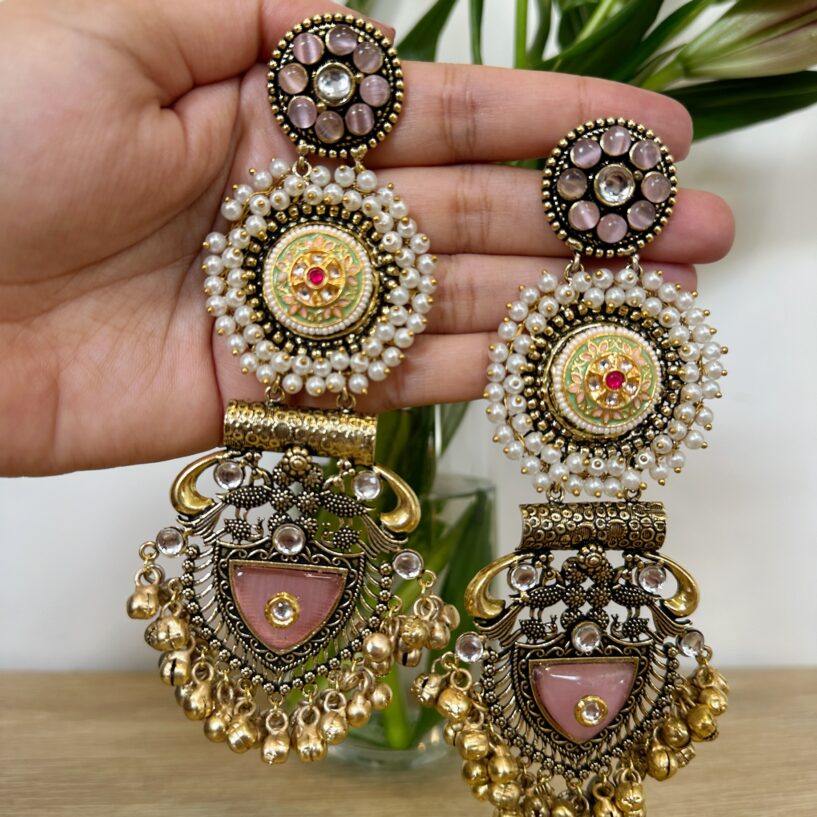 Nazakat Earrings - Pink