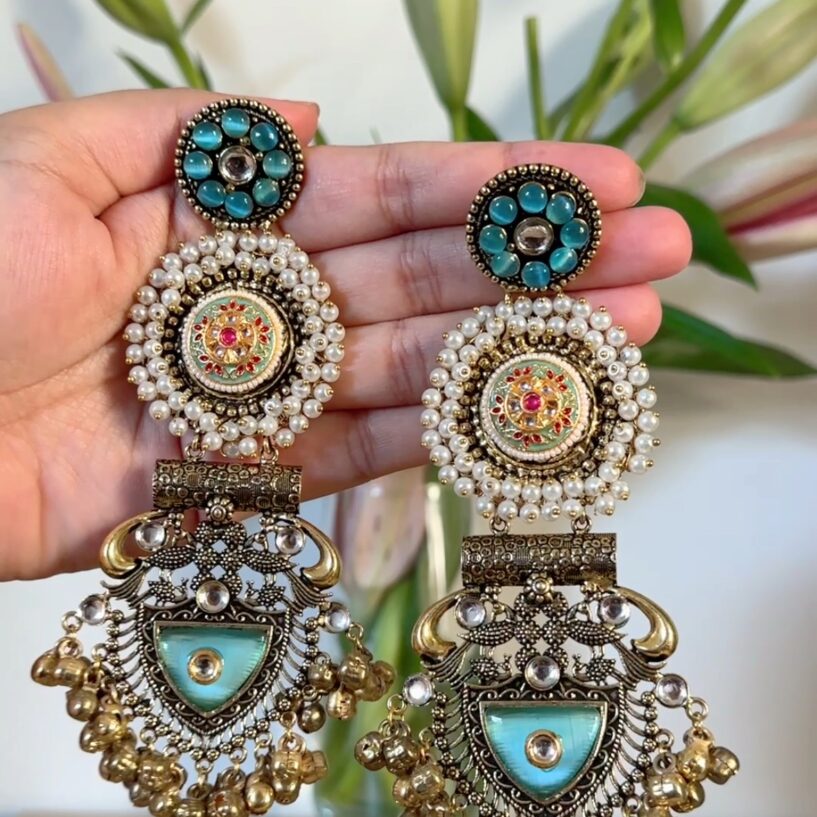 Nazakat Earrings - Sky Blue