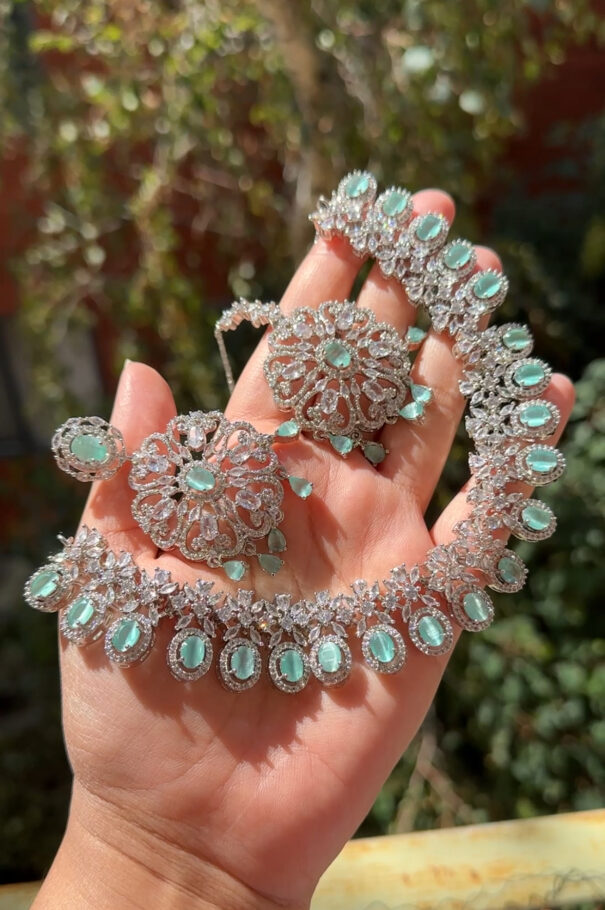 Raashi Necklace Set (Mint)