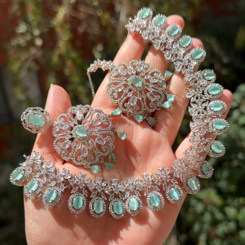 Raashi Necklace Set (Mint)