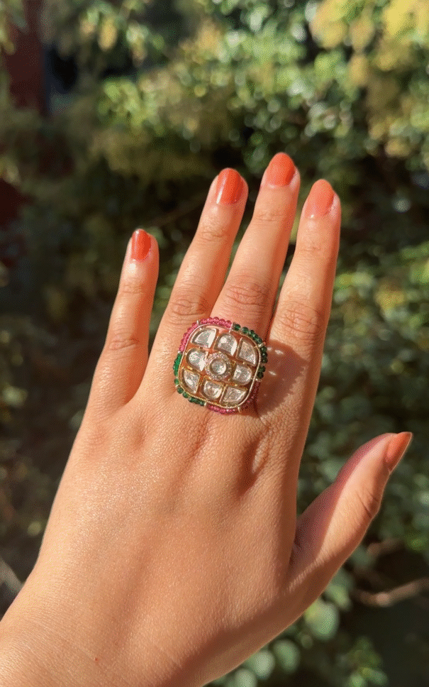 Aveera Ring (Pink-Green)