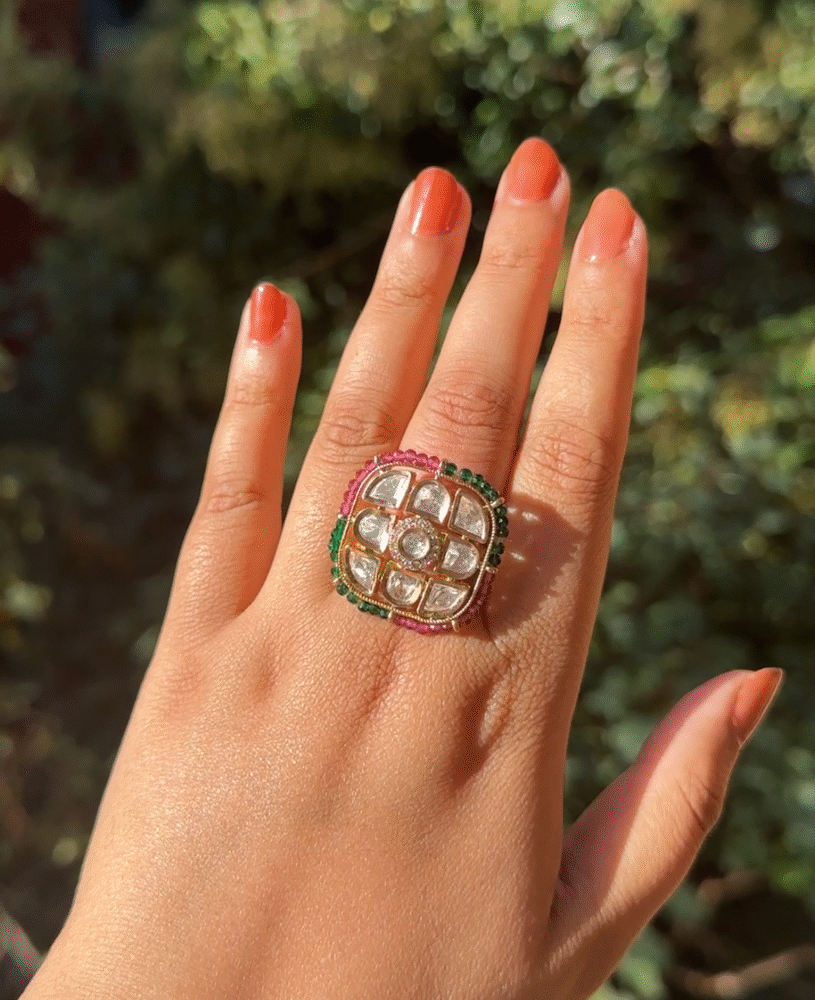 Aveera Ring (Pink-Green)
