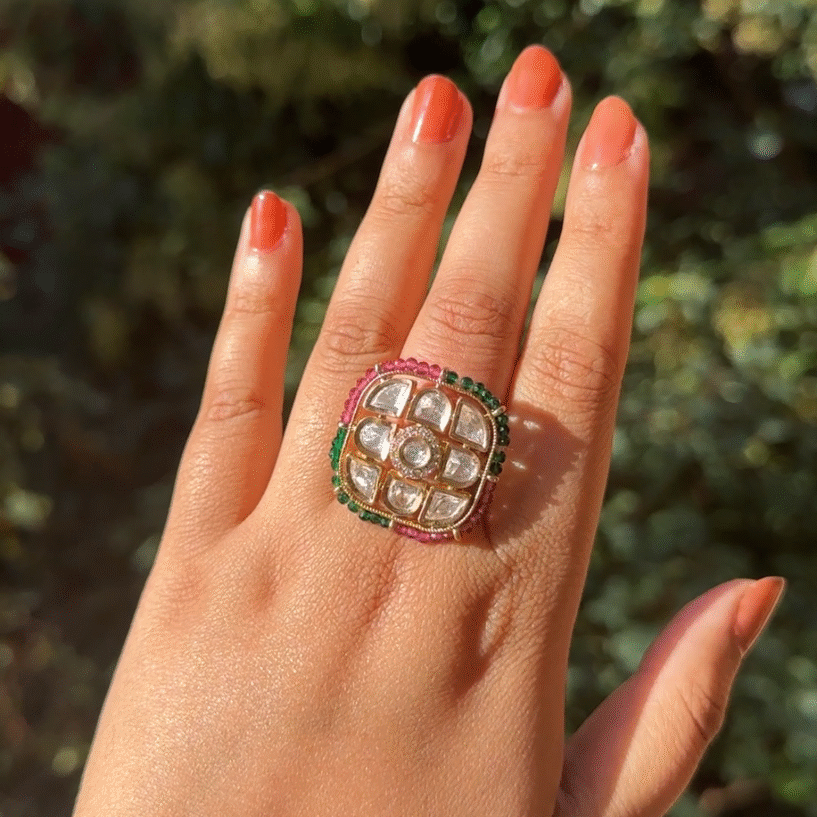 Aveera Ring (Pink-Green)
