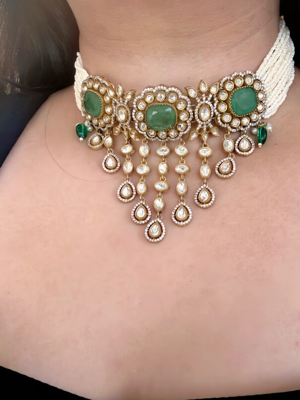Mohini Necklace Set (Green) - Image 2