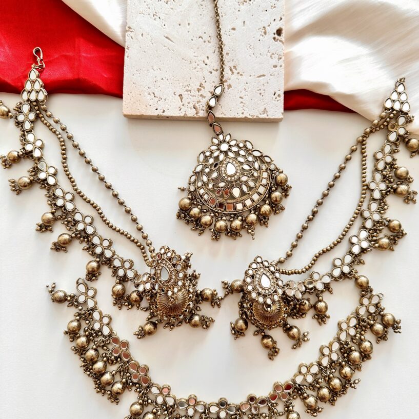Isha Necklace Set (Gold Beads)
