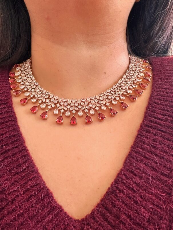 Ela Necklace Set (Maroon Red) - Image 2
