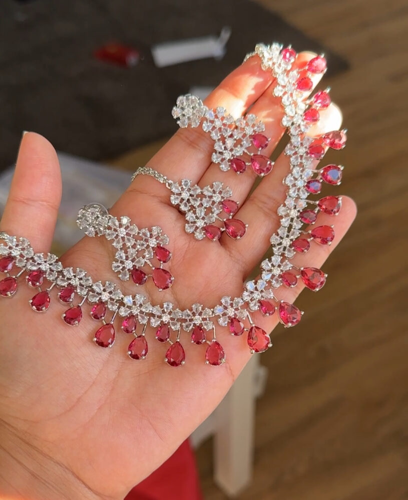 Angel Necklace Set (Maroon Red)