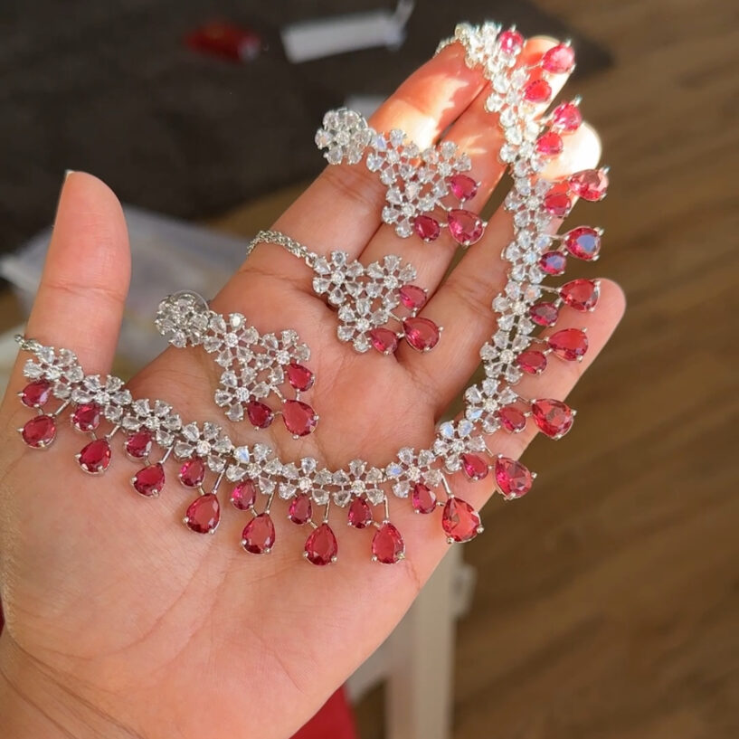 Angel Necklace Set (Maroon Red)