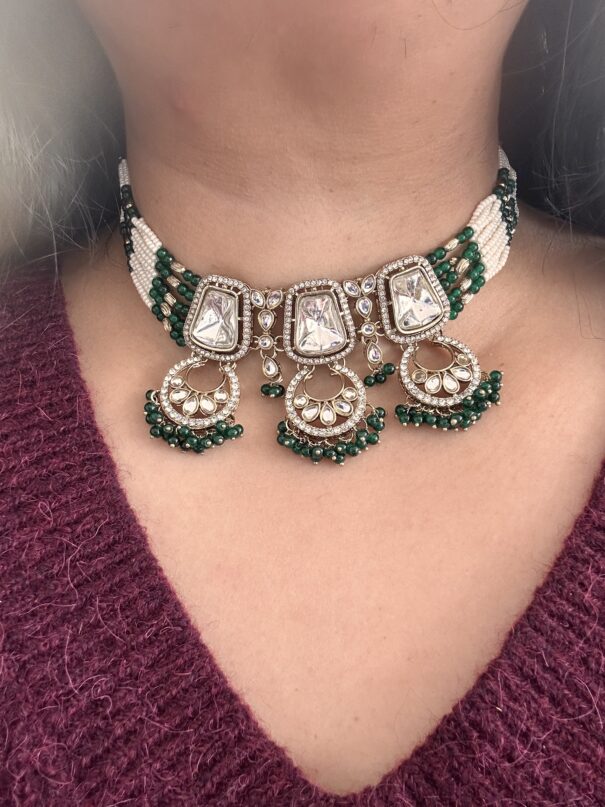 Bebo Kundan Necklace (Green) - Image 2