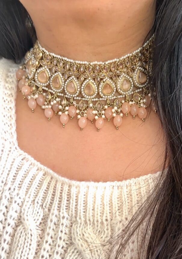 Shilpa Necklace Set (Peach) - Image 2