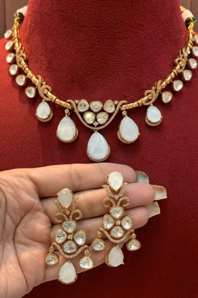 Paalki Necklace Set(White)