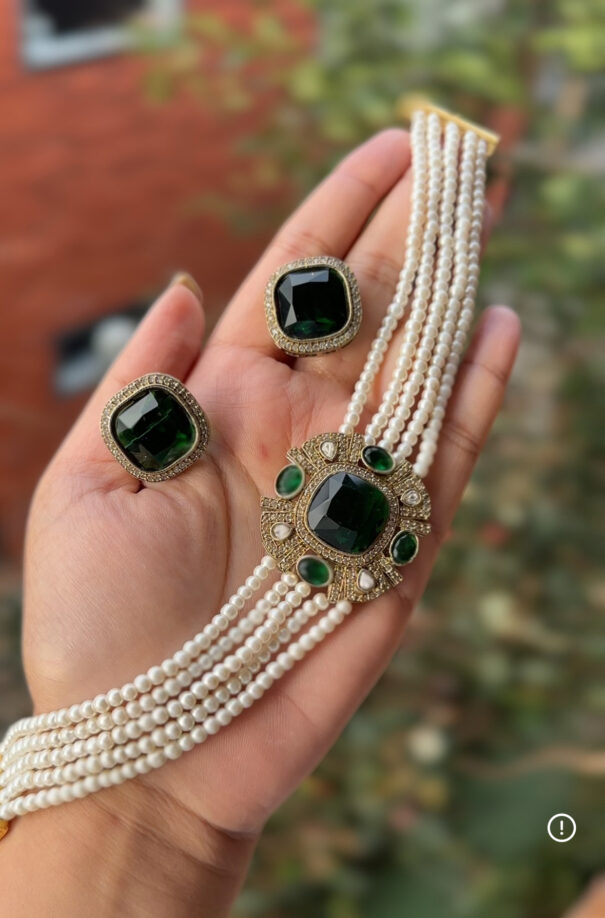 Palki Swarovski Style Set (Green)
