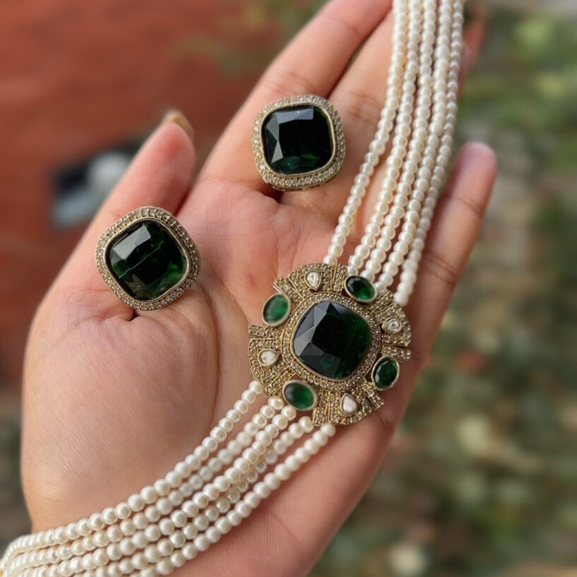 Palki Swarovski Style Set (Green)