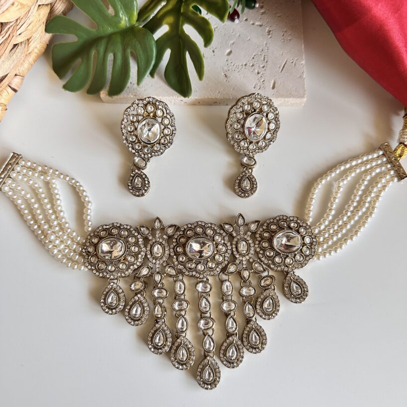 Sahiba Necklace Set(GoldenWhite)