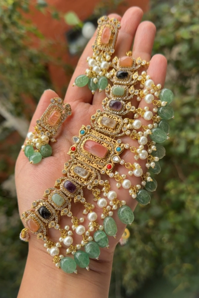 Shanaya Necklace Set(Peach)