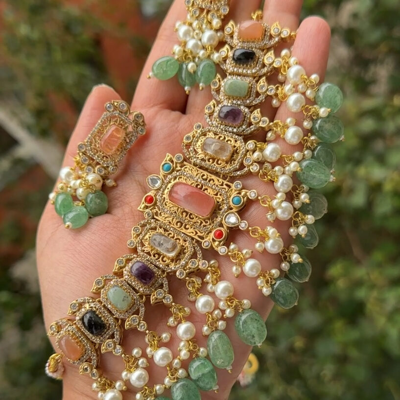 Shanaya Necklace Set(Peach)