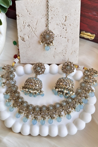 Pihu Necklace Set (Baby Blue)