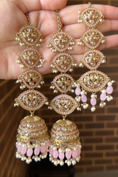Zoha Earrings Tikka Set (Pink)