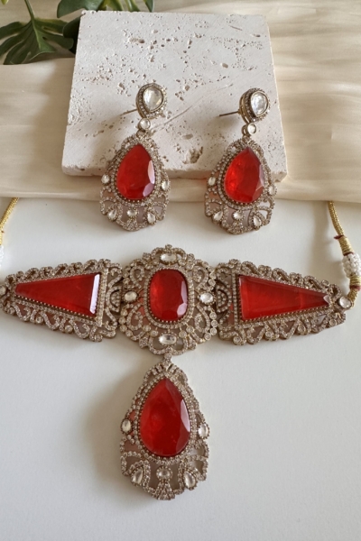 Olivia Necklace Set (Red)